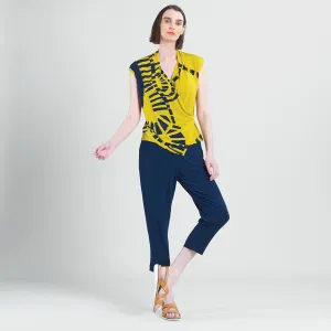 Crossover Faux Wrap Top - Track Line-Yellow - Final Sale!