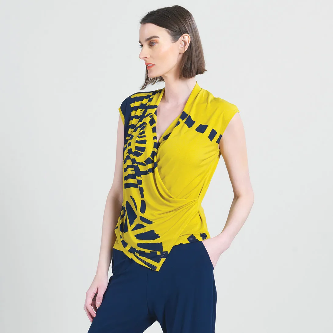 Crossover Faux Wrap Top - Track Line-Yellow - Final Sale!