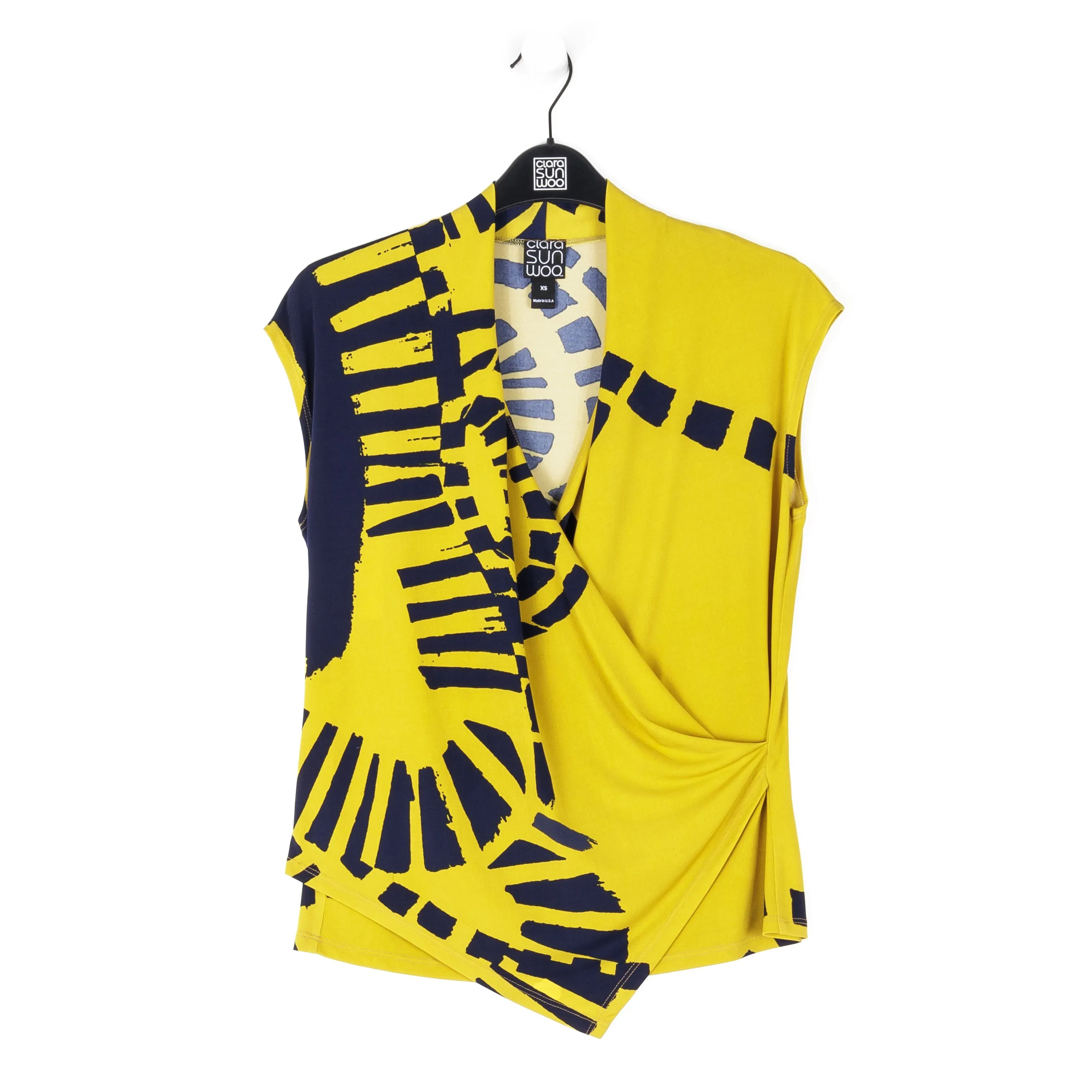 Crossover Faux Wrap Top - Track Line-Yellow - Final Sale!