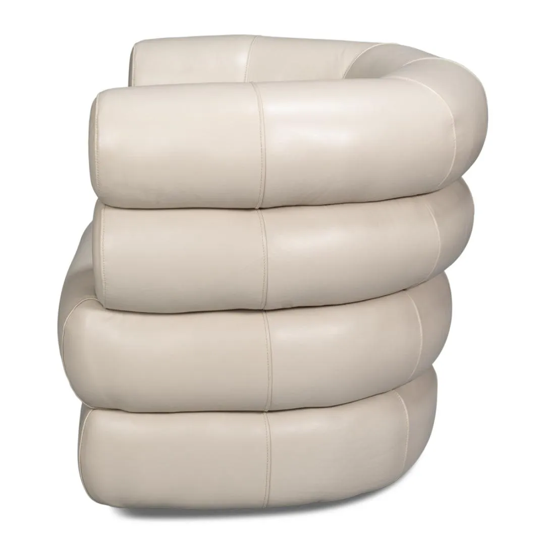 Crystal White Leather Swivel Chair