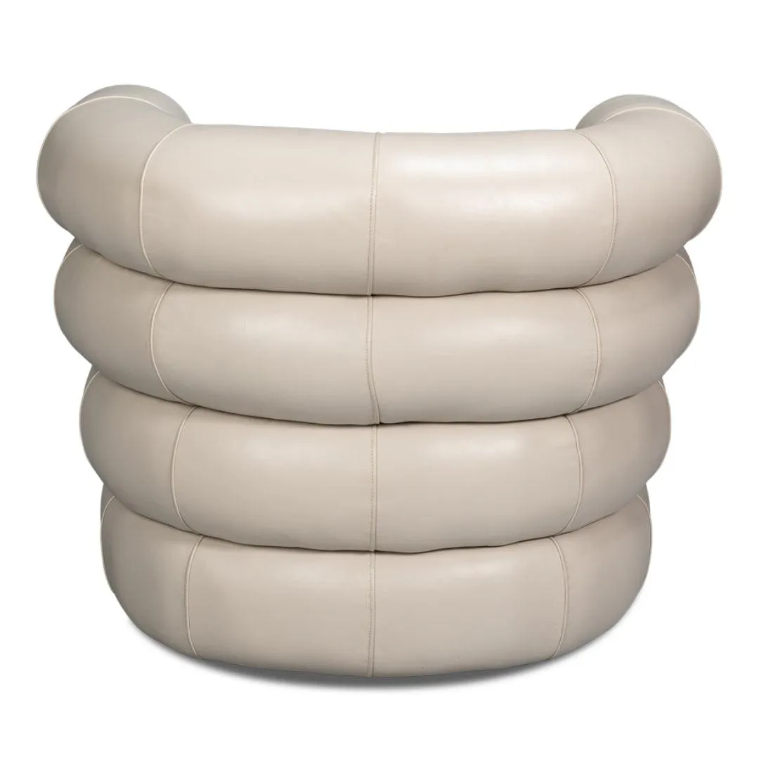 Crystal White Leather Swivel Chair