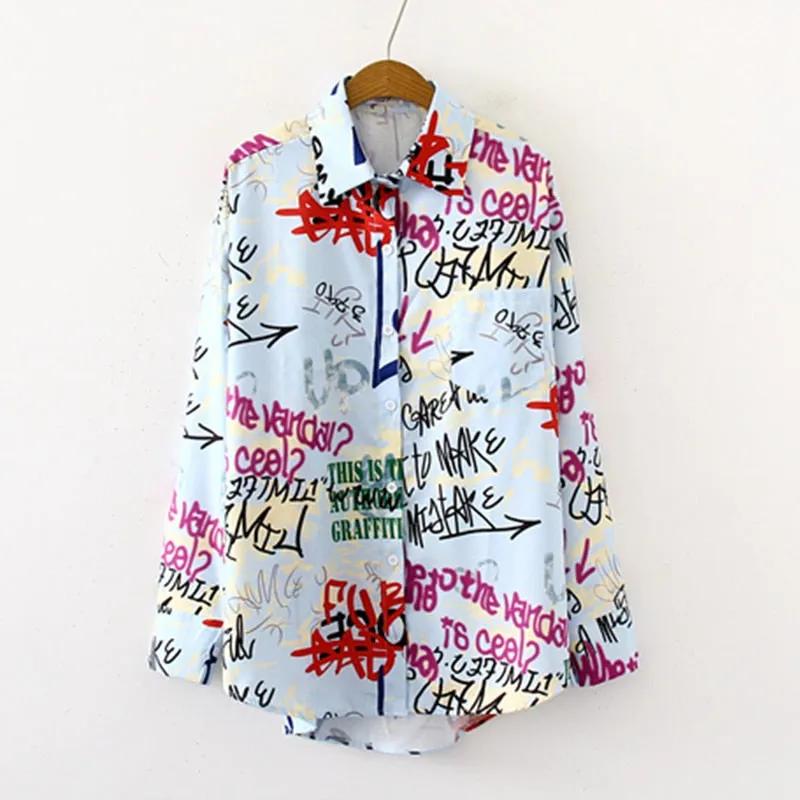 deanwangkt Fashion letter print ladies shirts Women's Blouses  Spring Autumn Long Sleeve Shirts Tops Blusas Mujer