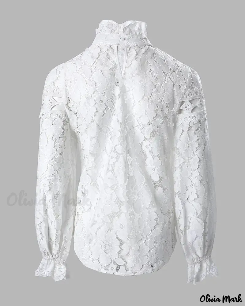 Deanwangkt - Hollow Out Long Sleeve Lace Top