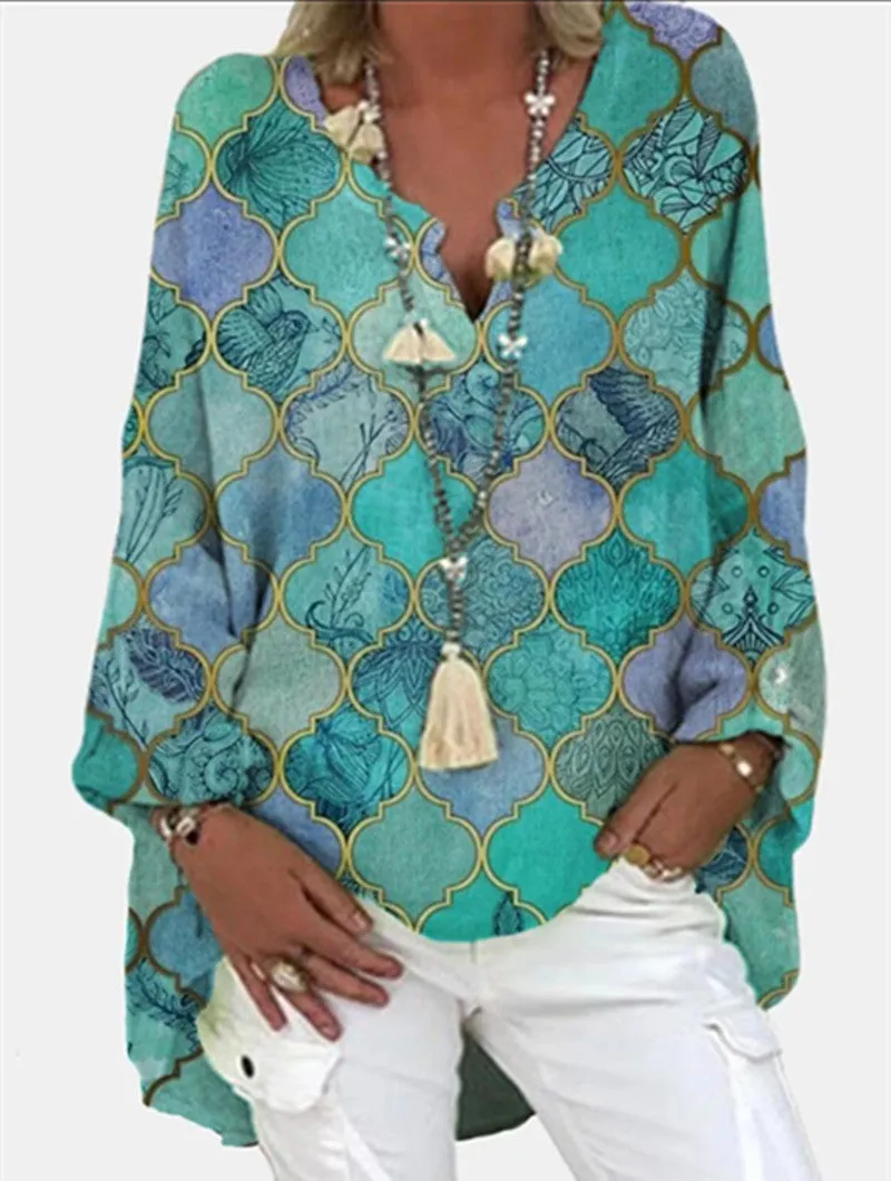 Digital printed loose casual shirt