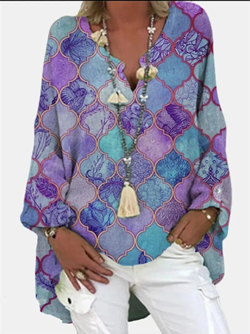 Digital printed loose casual shirt