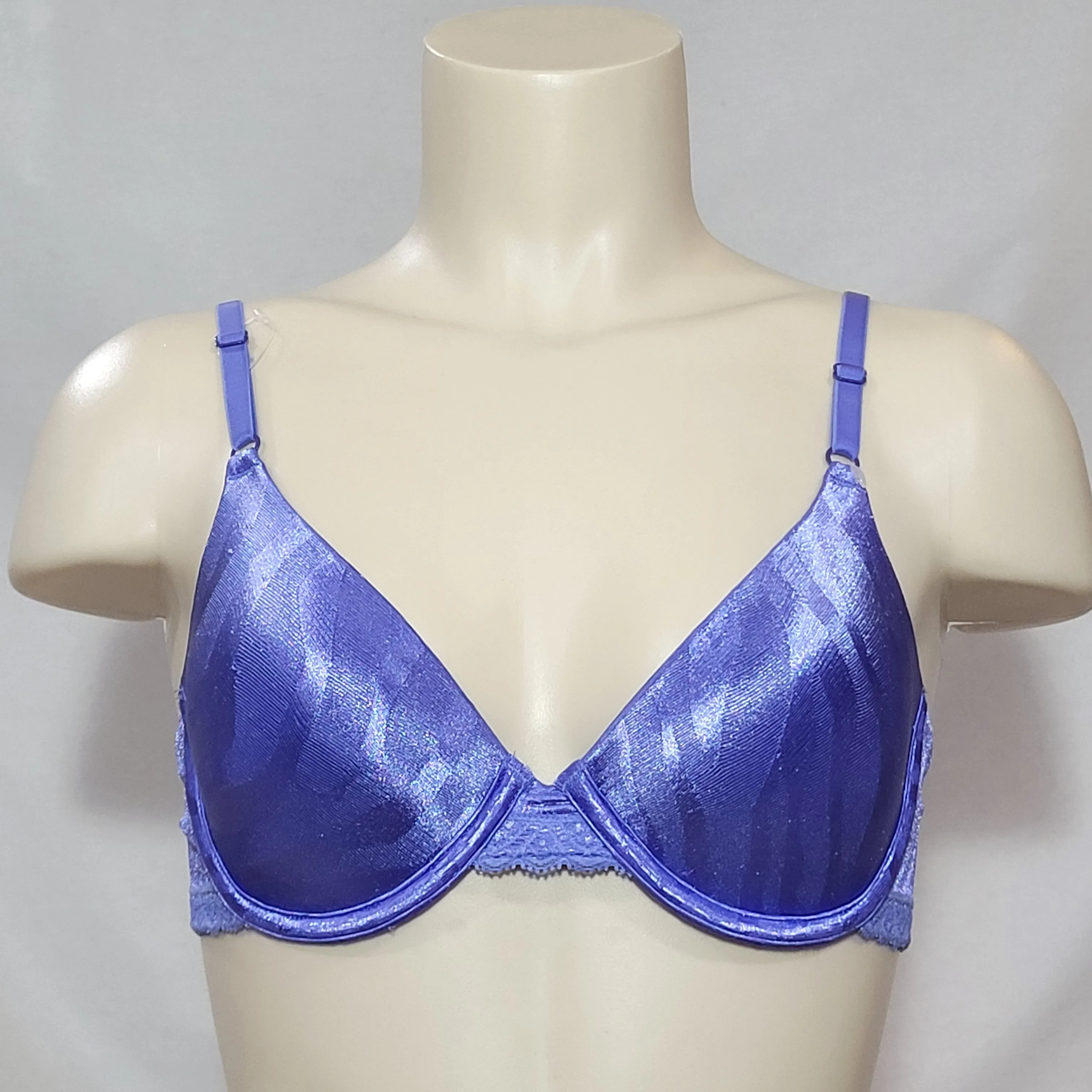 DISCONTINUED Maidenform 7122 One Fabulous Fit Jacquard Satin Underwire Bra 36D Blue NWT