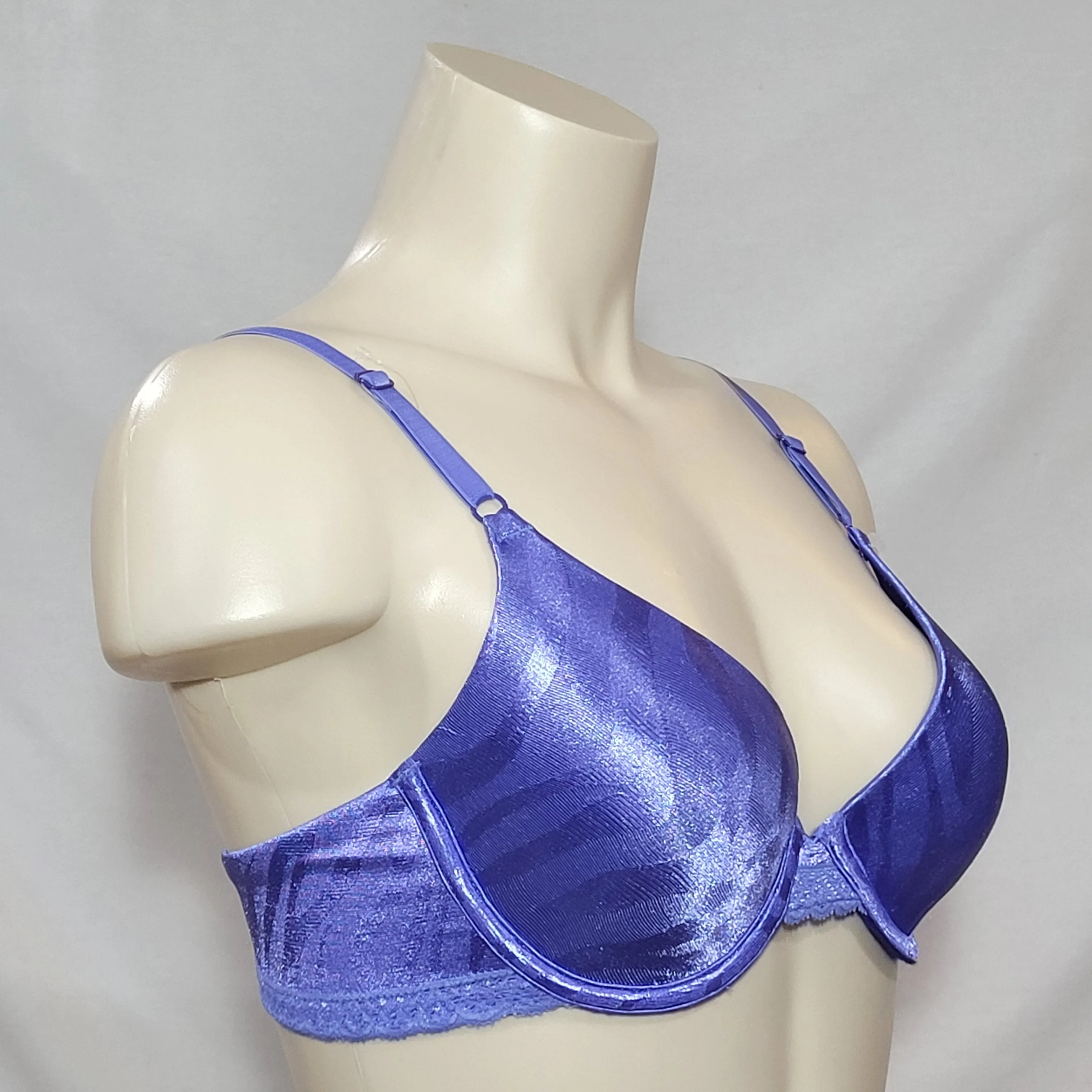 DISCONTINUED Maidenform 7122 One Fabulous Fit Jacquard Satin Underwire Bra 36D Blue NWT