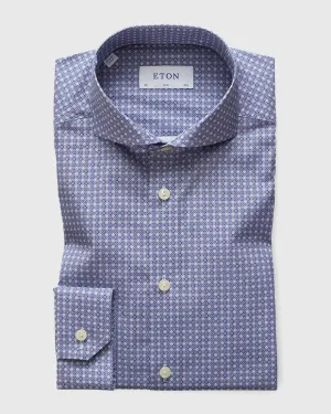 ETON 27657351123 NAVY GEO PRINT SLIM SC SHIRT