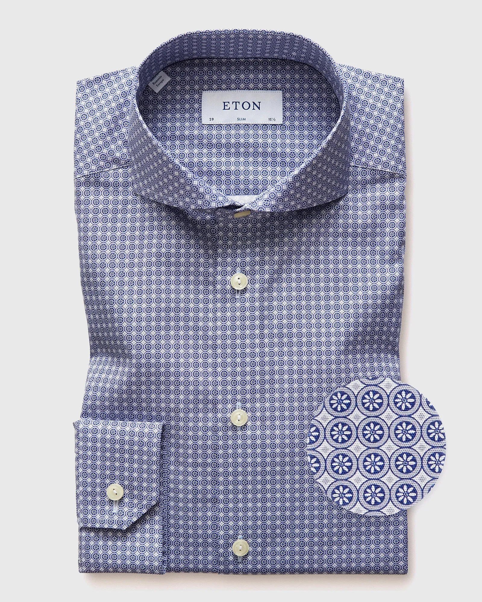 ETON 27657351123 NAVY GEO PRINT SLIM SC SHIRT