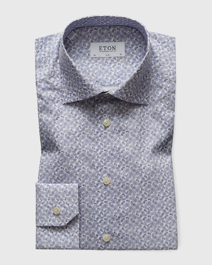 ETON 30137951125 BLUE PAISLEY SLIM SC SHIRT