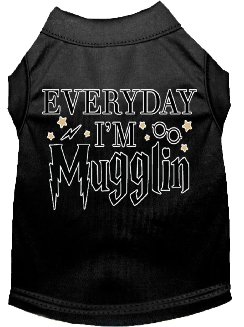 Everyday I'm Mugglin Screen Print Dog Shirt Black Xs