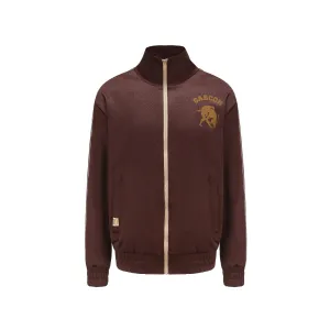 Flocked Lion Junior Retro Sports Zipper Jacket Dark Brown