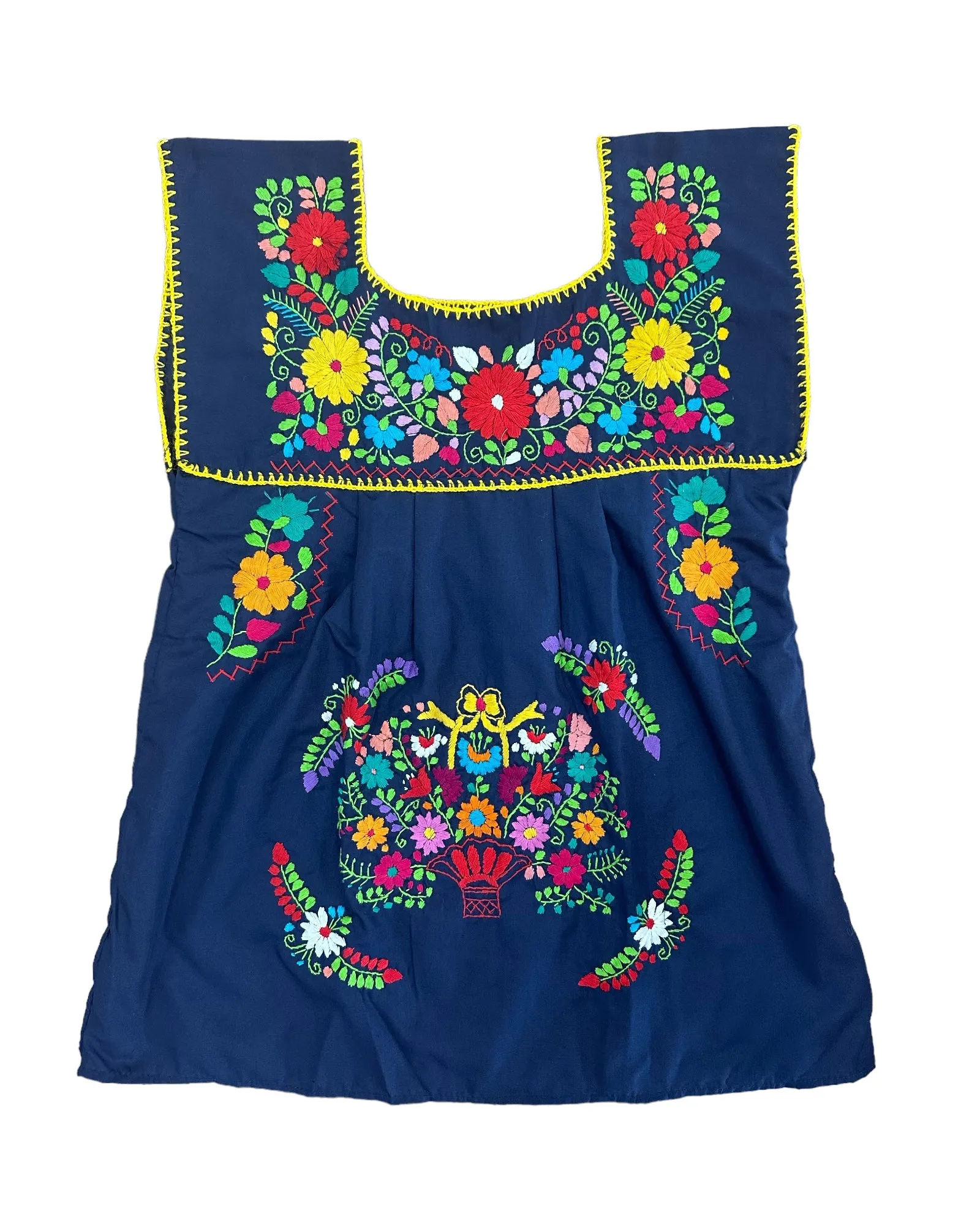 Flora Embroidered Sleeveless Blouse Navy