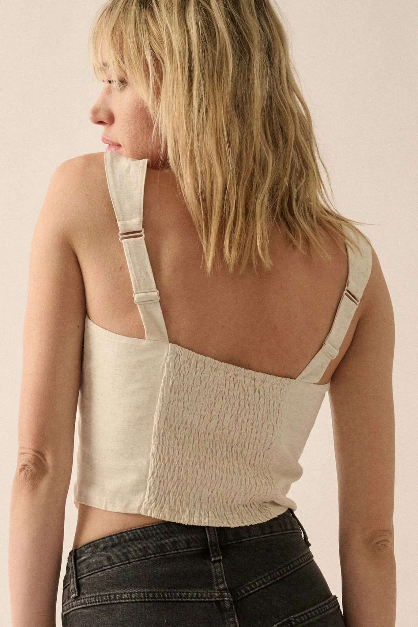 Force of Nature Linen-Blend Corset Tank Top