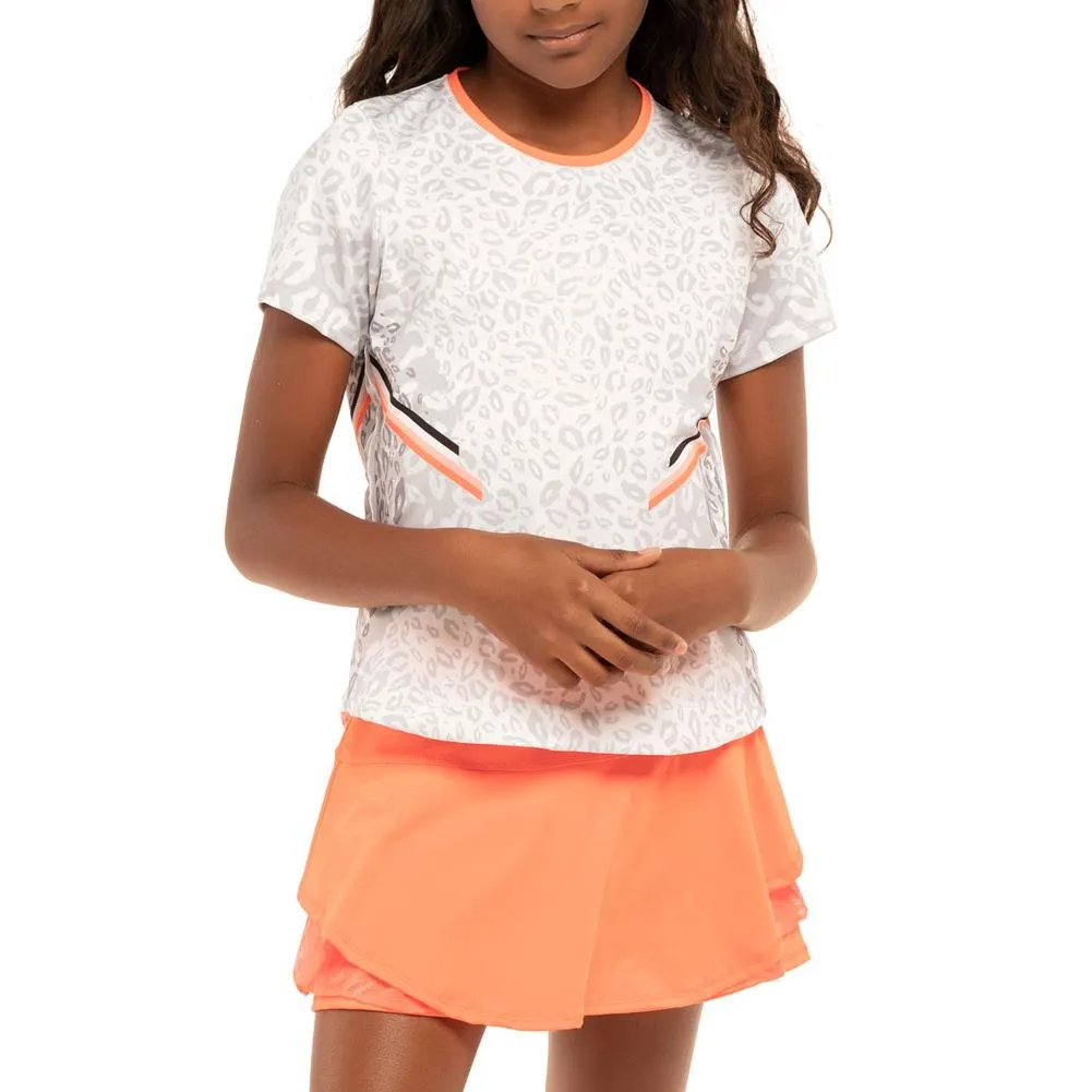 Girls' Cool Cat Short Sleeve Tennis Top Orange Glow