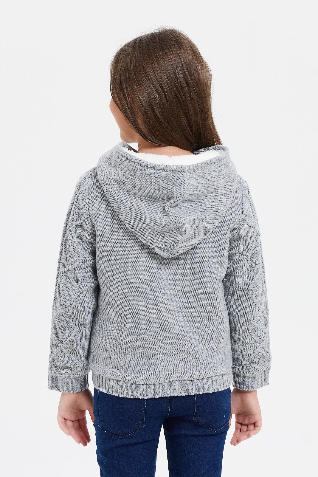 Girls Grey Zip Knitted Cardigan