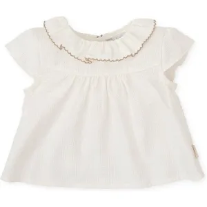 Girls White Linen Blouse