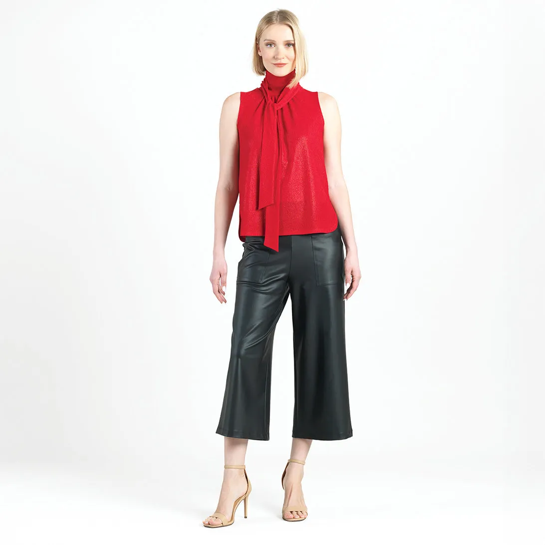 Glimmer Speck - Mock Neck-Tie Detail Top - Red