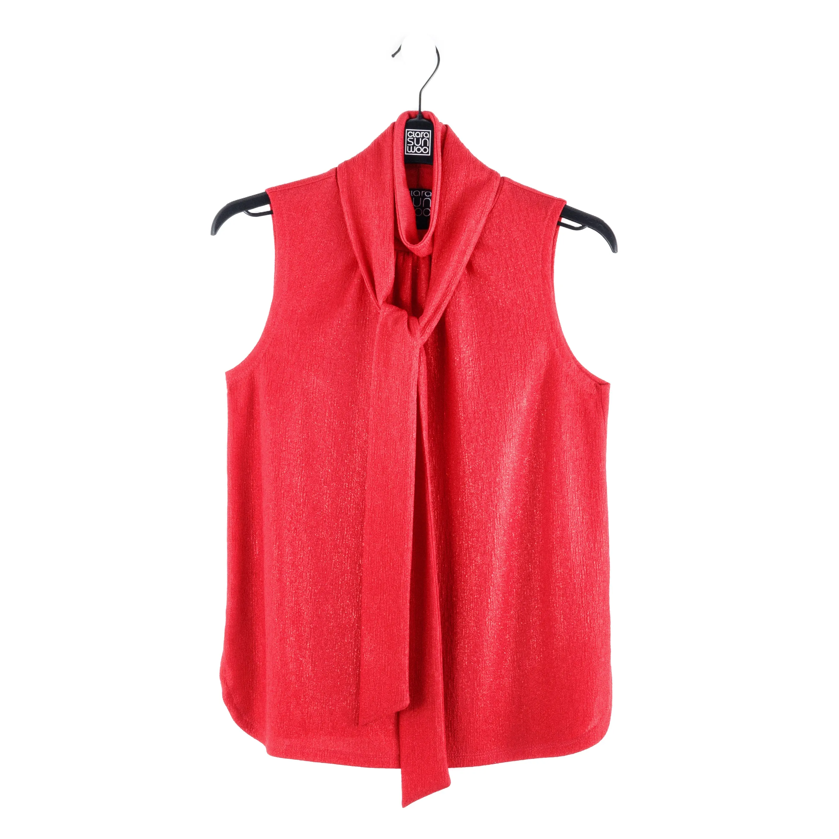 Glimmer Speck - Mock Neck-Tie Detail Top - Red