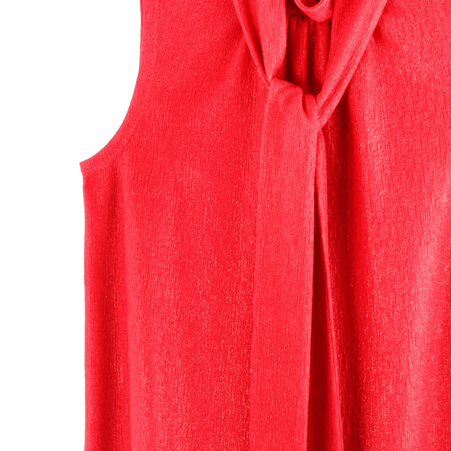 Glimmer Speck - Mock Neck-Tie Detail Top - Red