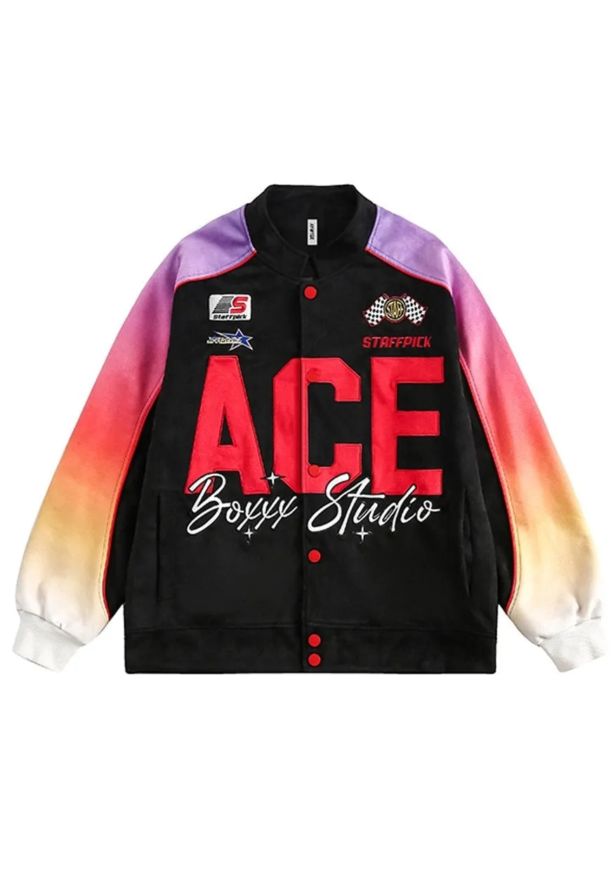 Gradient college jacket rainbow varsity grunge bomber