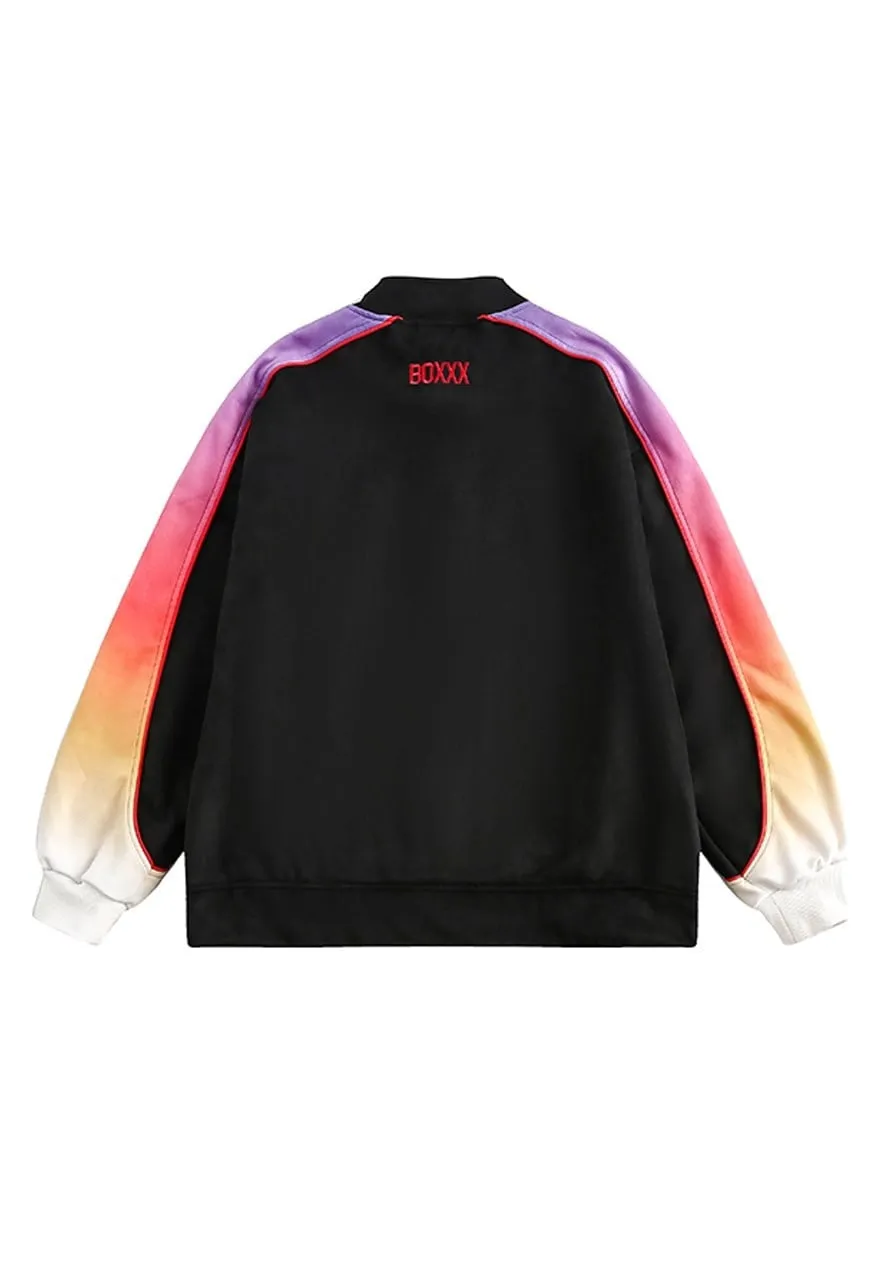 Gradient college jacket rainbow varsity grunge bomber