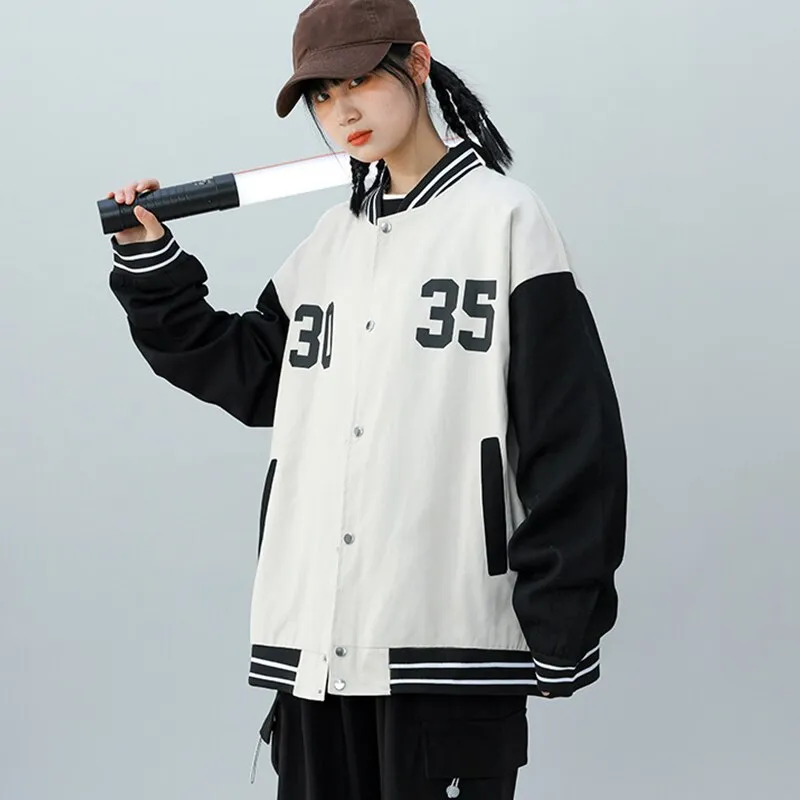 Joskaa Christmas Gift Uniform Jackets For Women 2024 Spring Autumn New High Quality Loose And Thin Letter Coat Couple Retro Clothes Oversized Jacket