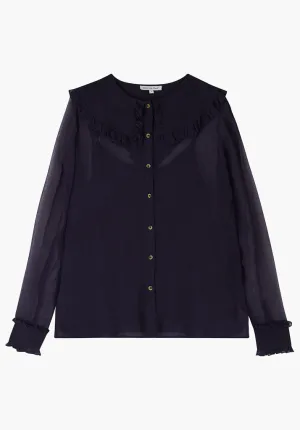 Julie Button Down Blouse In Navy