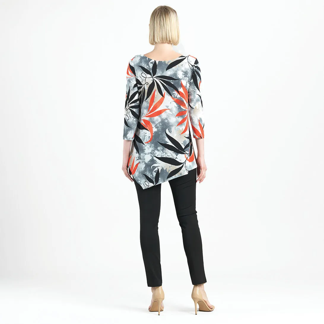 Kerchief Angle Hem Tunic - Leaf Scatter - Final Sale!