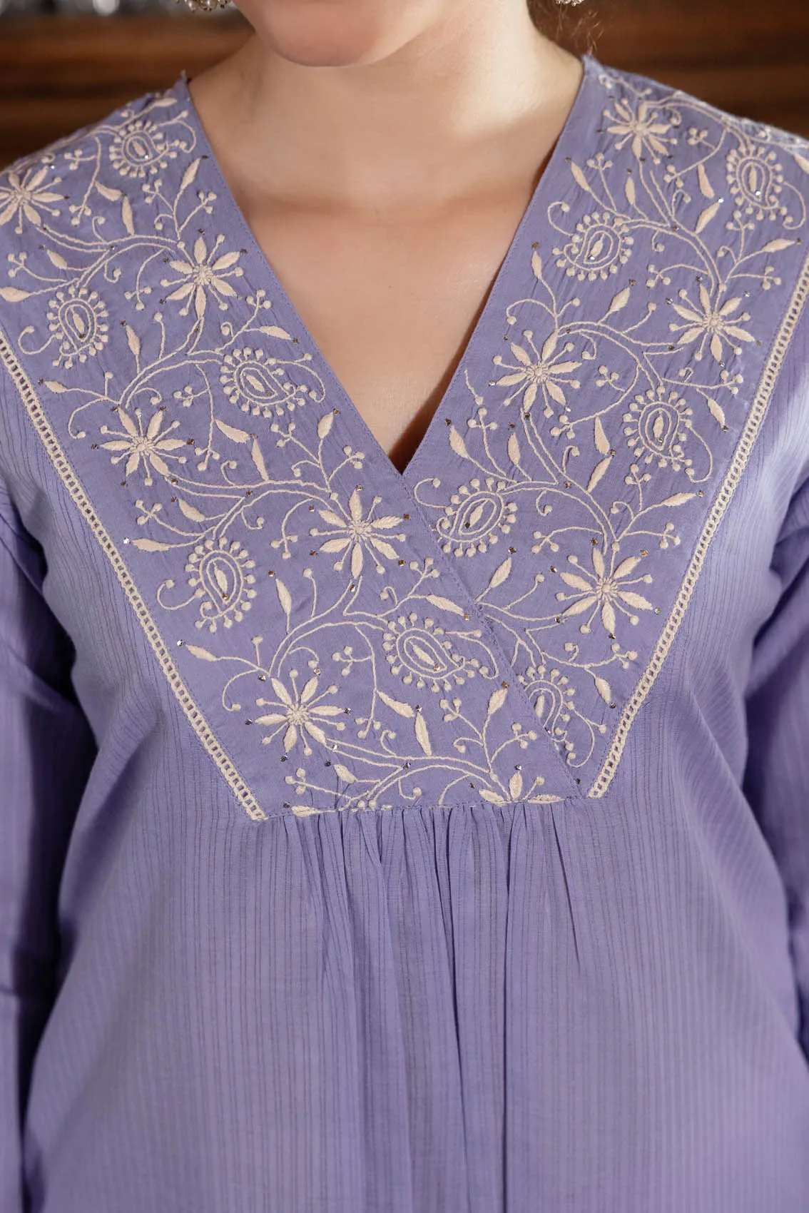 Lavender Chikankari Kurta