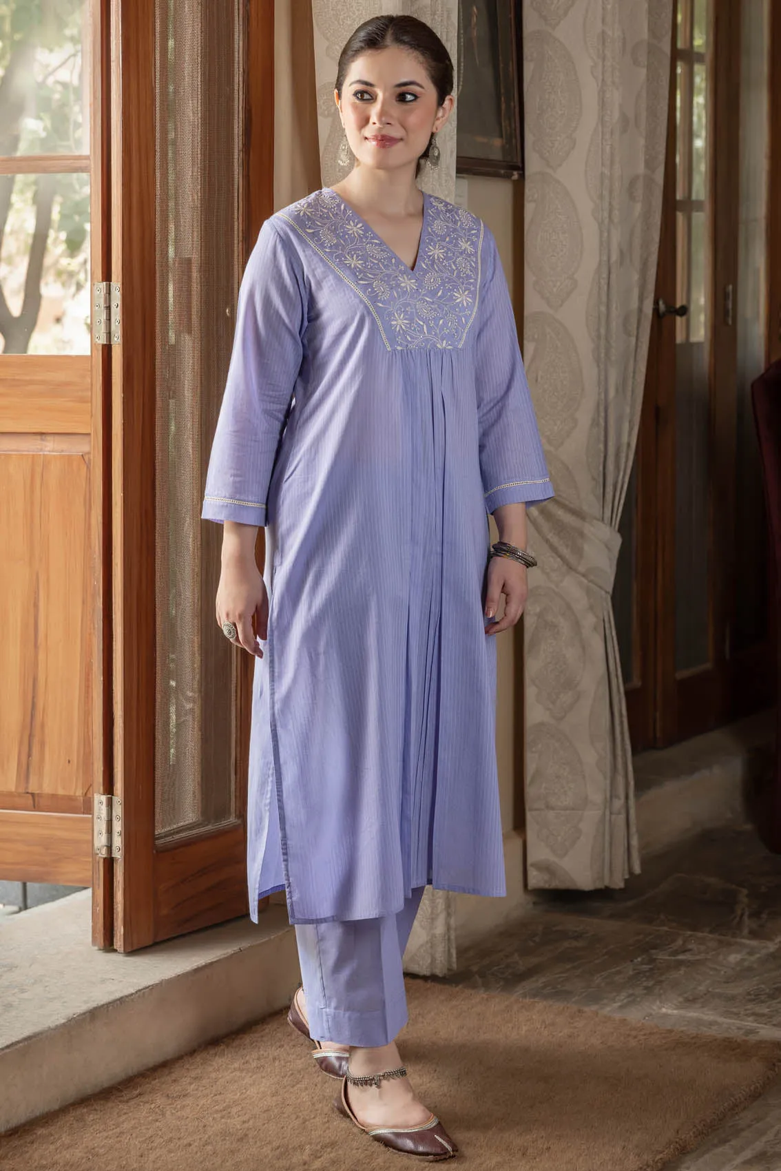 Lavender Chikankari Kurta