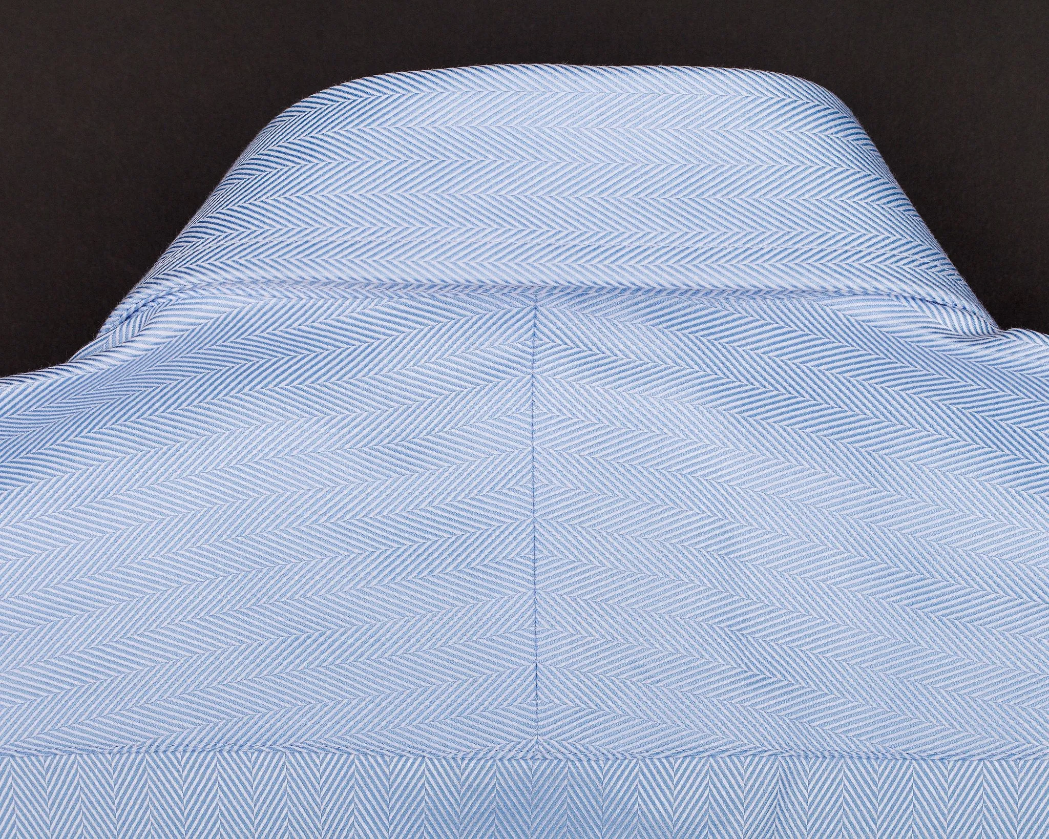 Light Blue Herringbone Formal Business Dress Shirt in French Double Cuffs