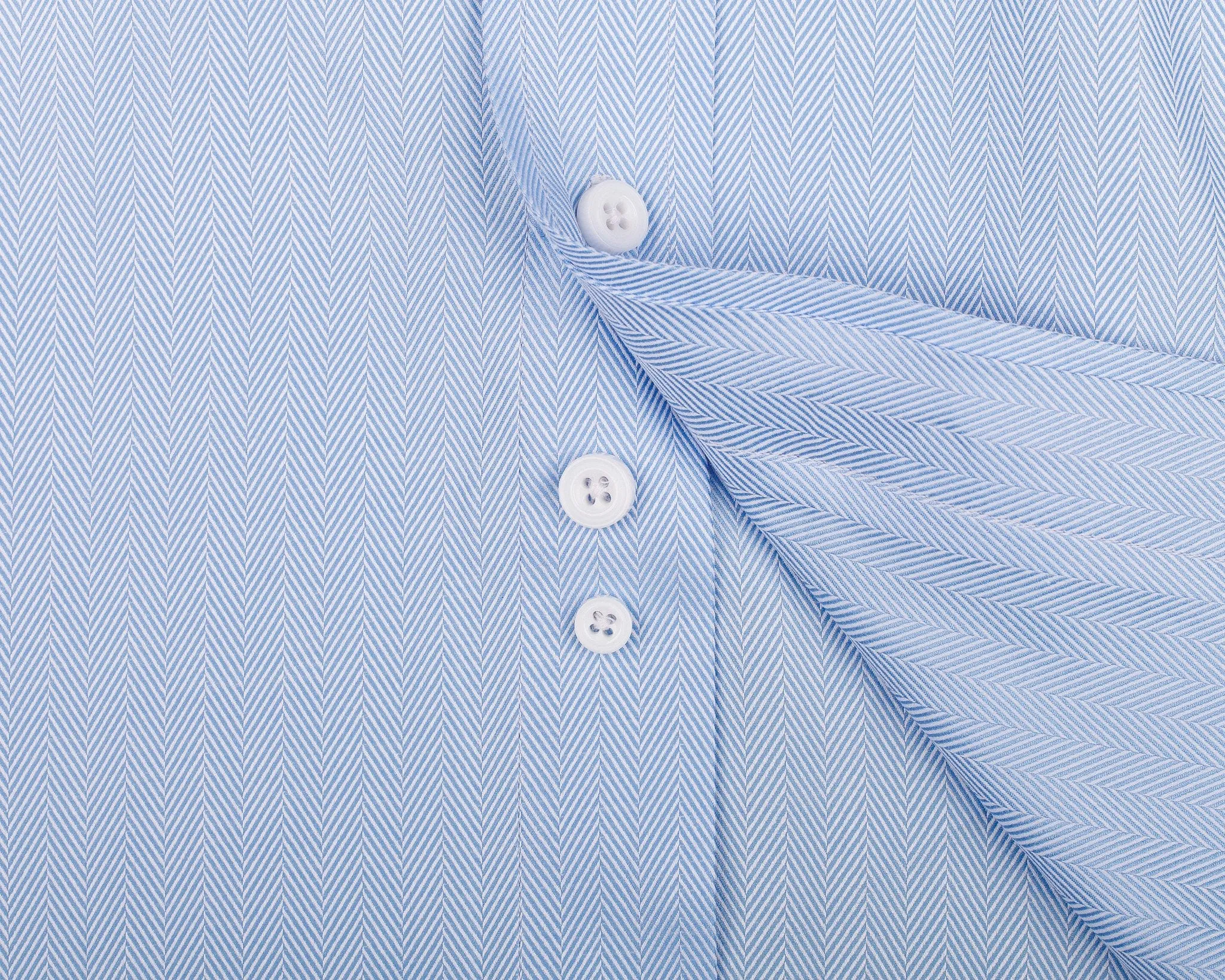 Light Blue Herringbone Formal Business Dress Shirt in French Double Cuffs