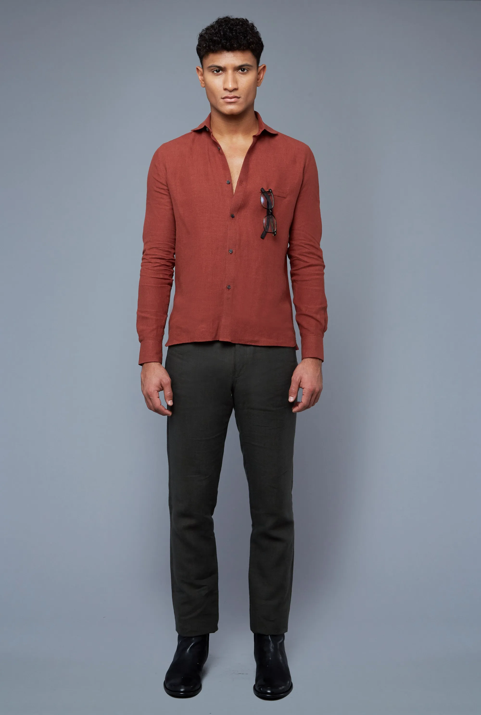 Linen Greenwich Shirt | Brick