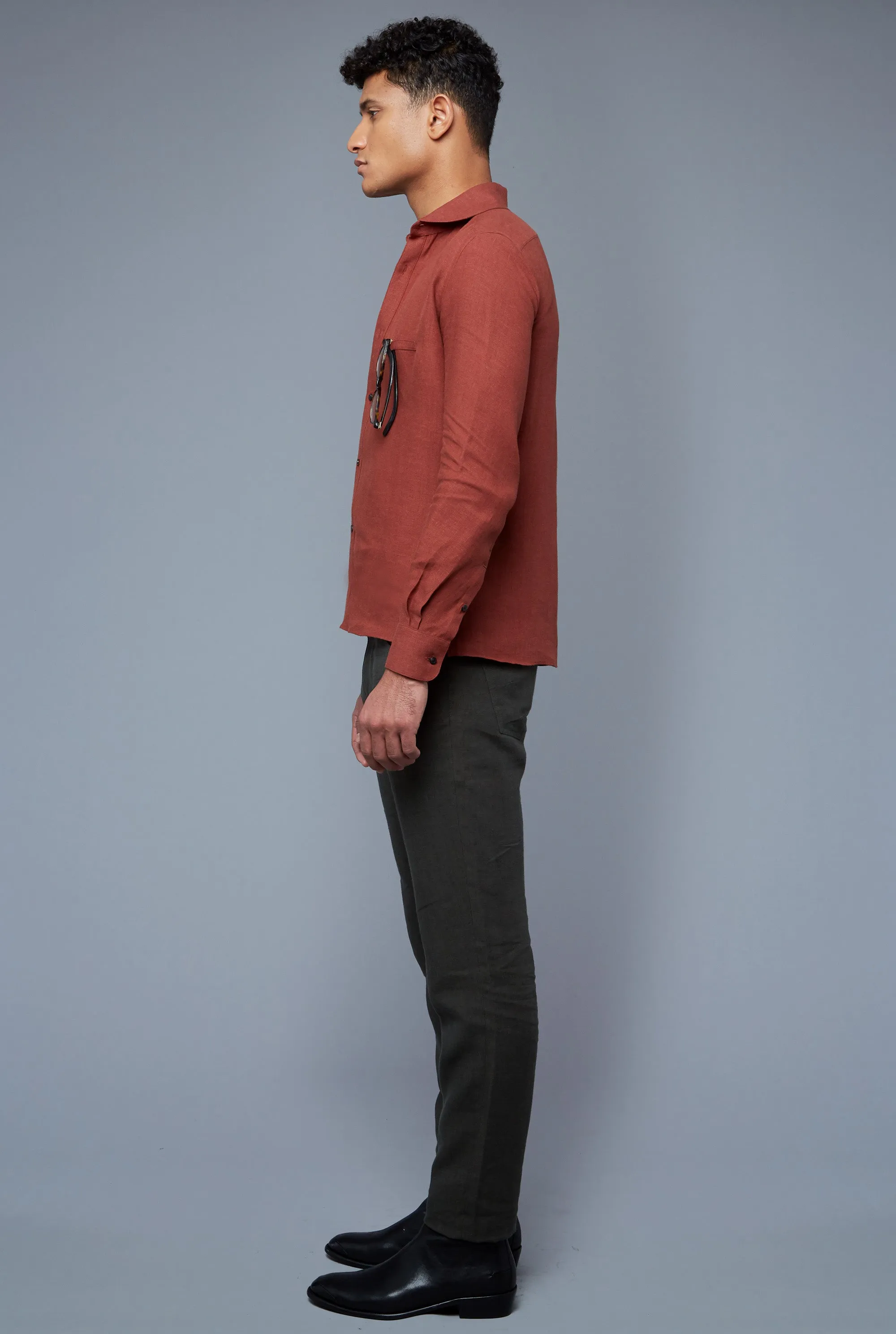 Linen Greenwich Shirt | Brick