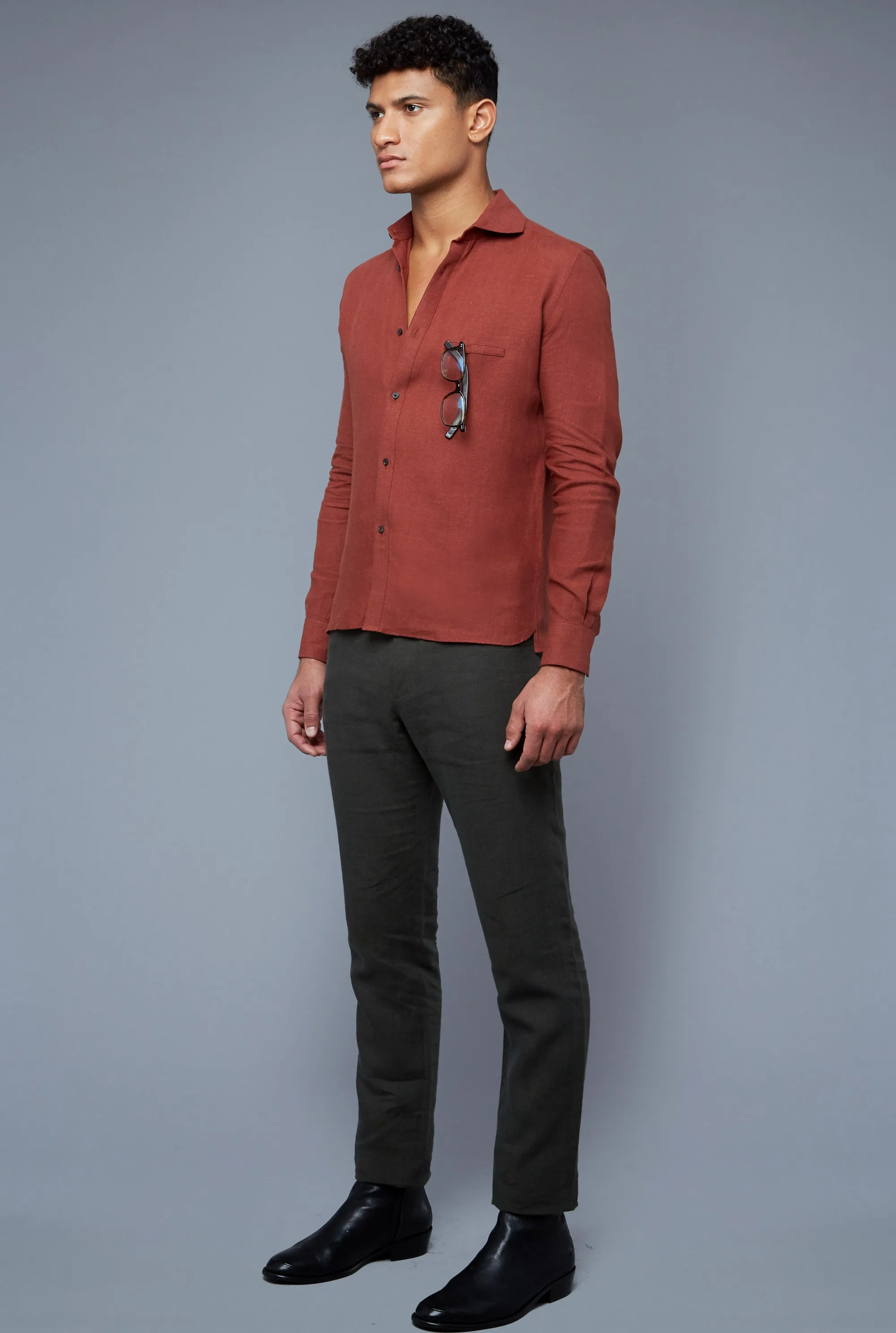 Linen Greenwich Shirt | Brick