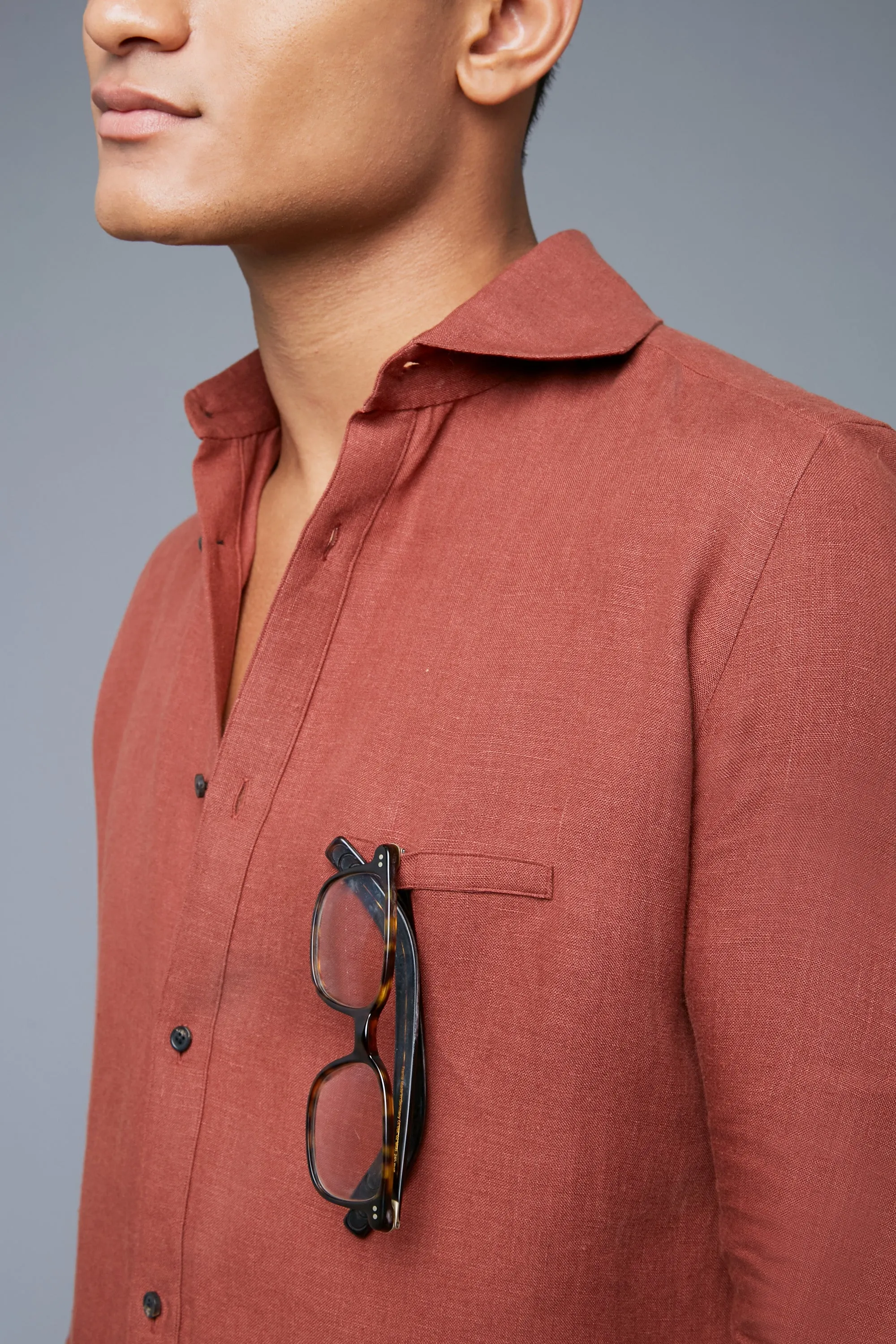 Linen Greenwich Shirt | Brick