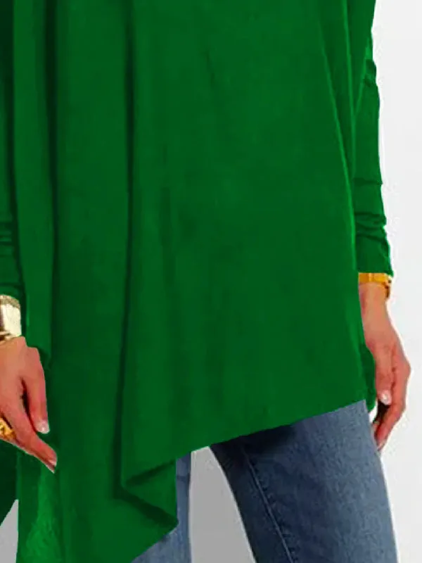 Loose Asymmetric Hollow Solid Color Cold Shoulder Blouse