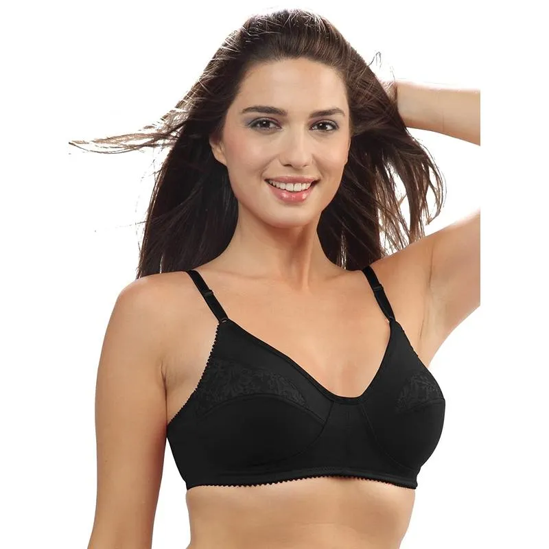 Lovable Women's Full Coverage Cotton Black Bra