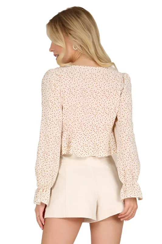 LS floral frill blouse