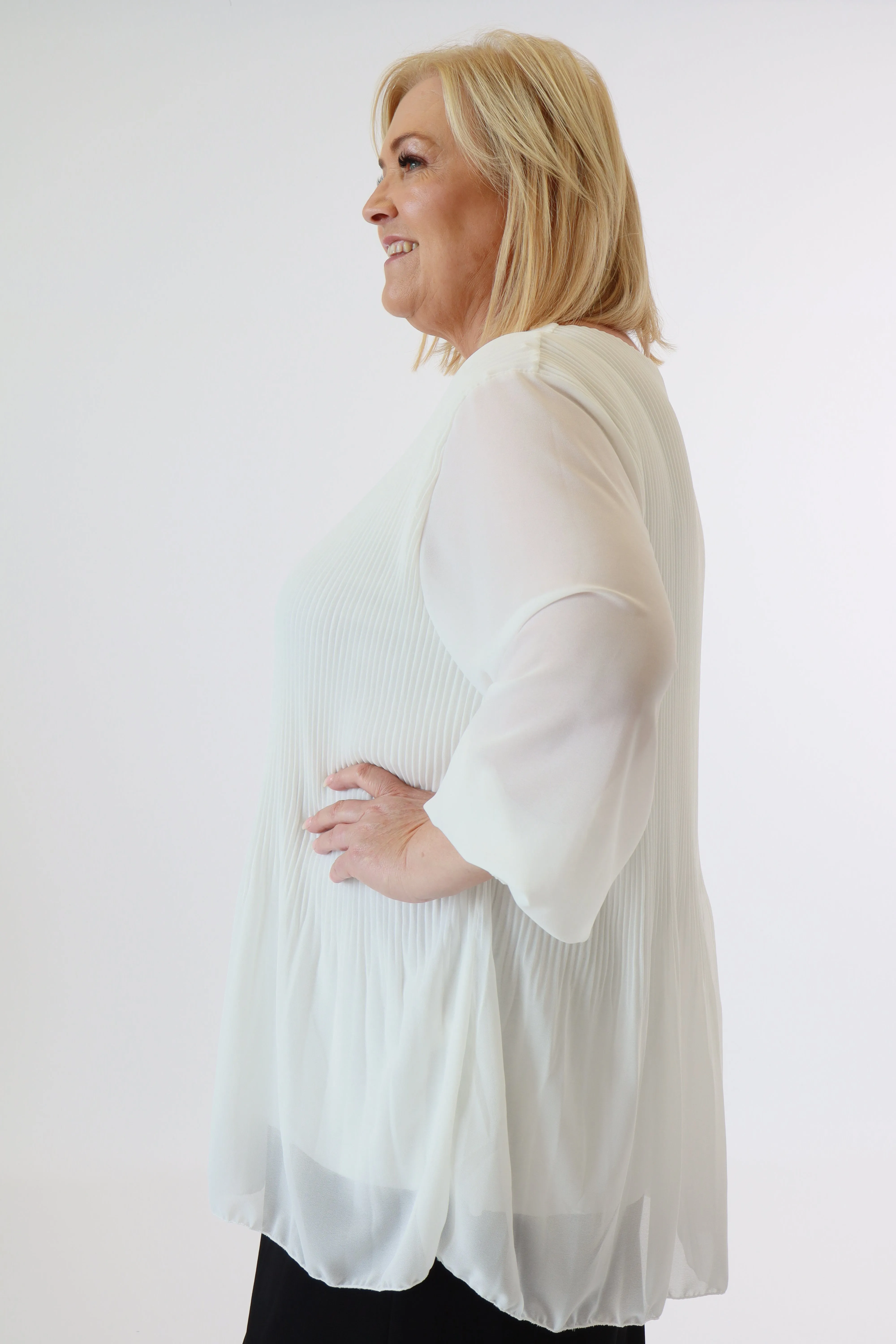 Maizie Pleated Blouse in White