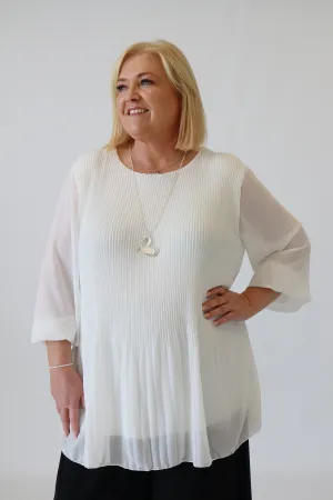 Maizie Pleated Blouse in White