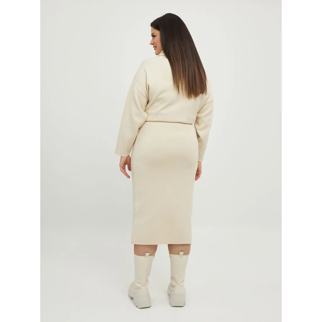 Mat Fine Knit Skirt in Beige