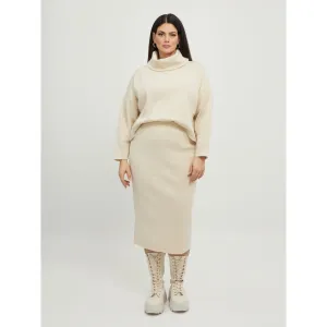 Mat Fine Knit Skirt in Beige