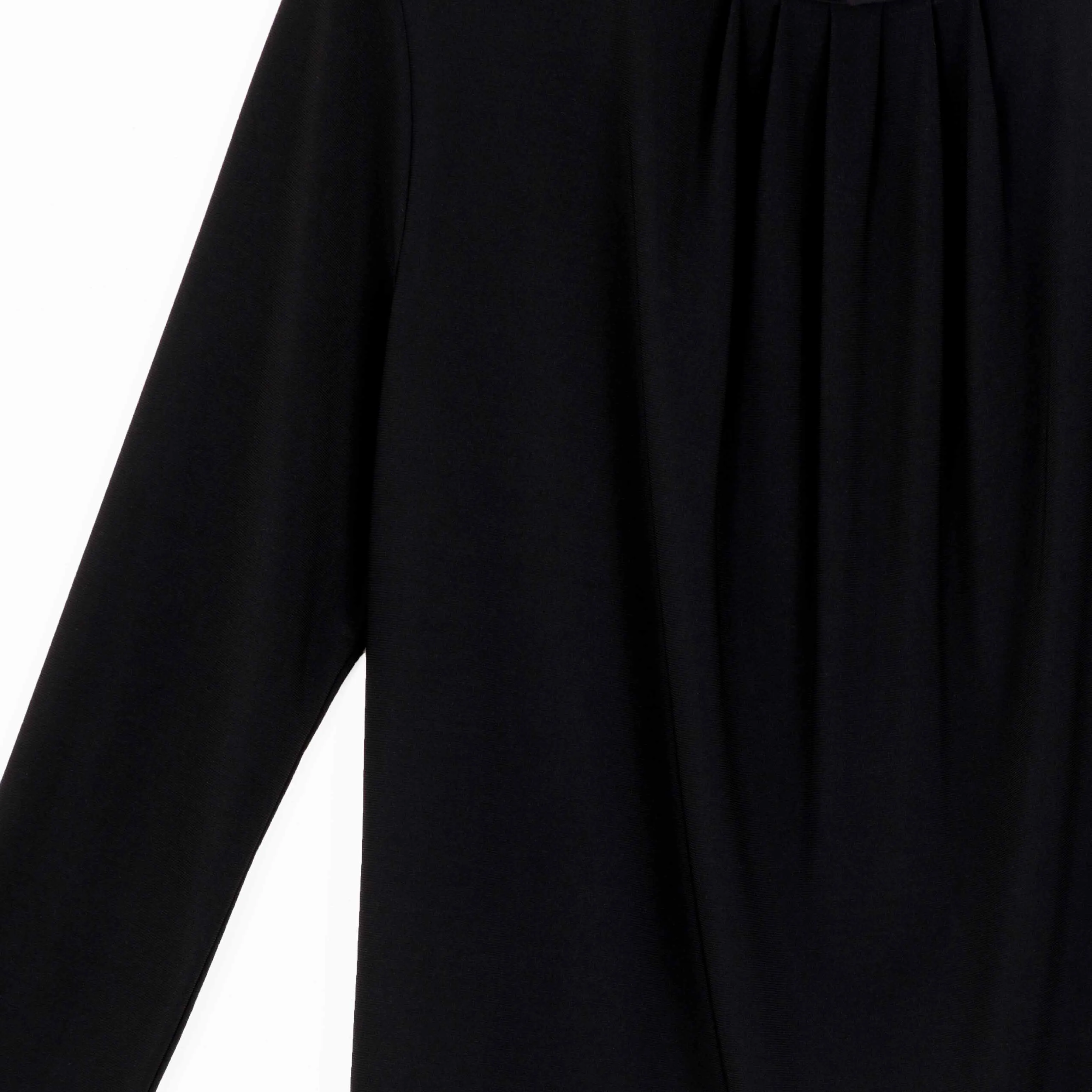 Mock Neck Pleated Detail Top - Black