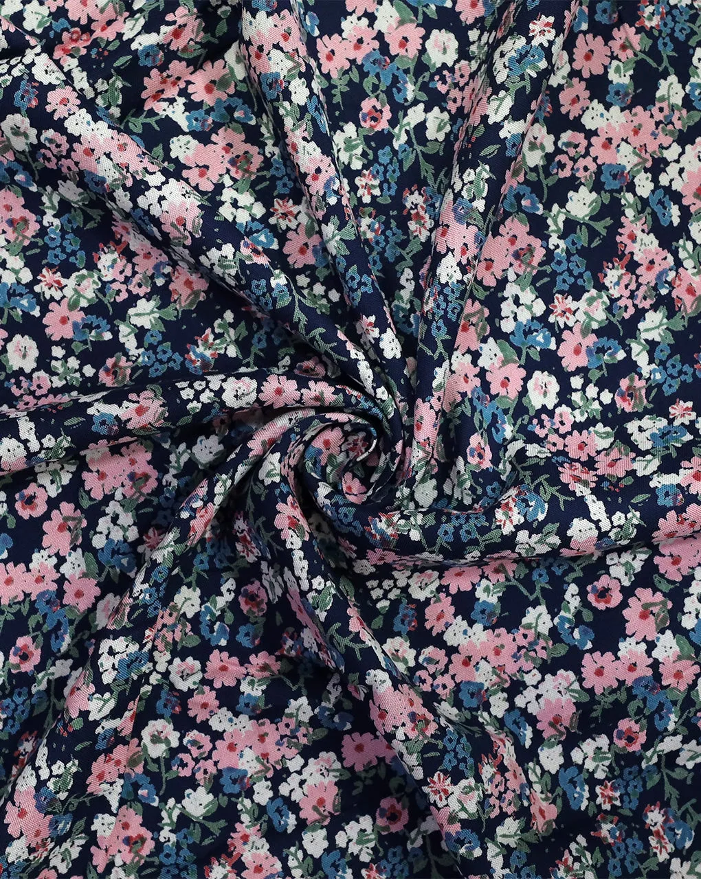 MULTICOLOR SMALL FLORAL DESIGN PRINTED RAYON FABRIC