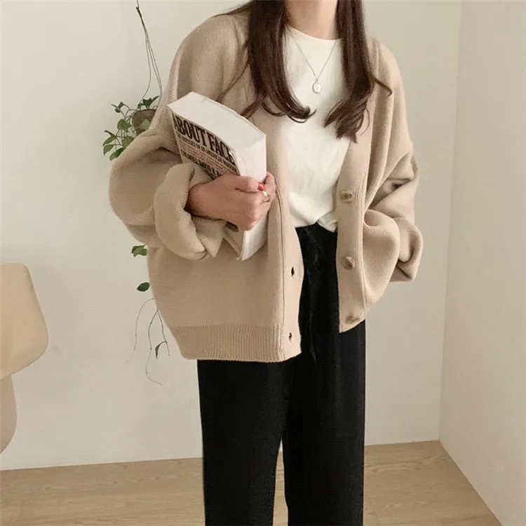 New 2021 Winter Spring Women's Sweaters V-Neck Buttons Cardigans