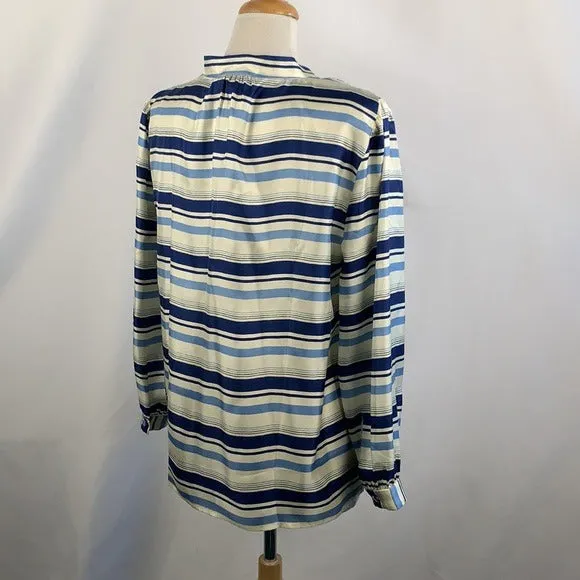 NEW J Crew Silk Blue Striped Tunic