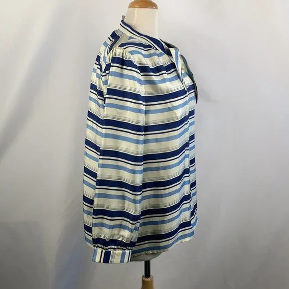 NEW J Crew Silk Blue Striped Tunic