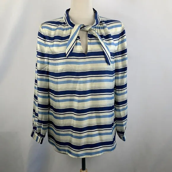 NEW J Crew Silk Blue Striped Tunic